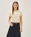 W CLASSIC LOGO CROP TEE IN IVORY image 10