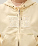 W CLASSIC LOGO CROP HOODIE ZIPUP IN BUTTER image 4