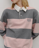 CLASSIC LOGO STRIPE RUGBY SWEATSHIRT IN LIGHT PINK image 8