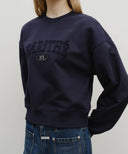 W RAW EDGE APPLIQUE LOGO CROP SWEATSHIRT IN NAVY image 4