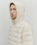 CLASSIC LOGO HOODED LIGHT DOWN JACKET IN IVORY image 4