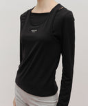 W LAYERED SHEER JERSEY LONG SLEEVE IN BLACK
