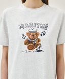 MARINE DRAWING DOODLE GRAPHIC TEE IN LIGHT HEATHER GREY image 4