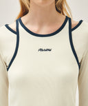 W SLEEVELESS LAYERED LONG SLEEVE TEE IN IVORY image 4
