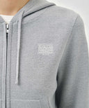 W SMALL CLASSIC LOGO CROP KNIT HOODIE ZIPUP IN HEATHER GREY image 4