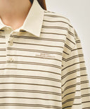 STRIPE PIQUE LONG SLEEVE TEE IN IVORY image 4