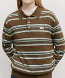 REGULAR LOGO STRIPE POLO KNIT IN CAMEL image 4