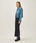 W CLASSIC LOGO SWEAT LONG SKIRT IN BLACK BLACK image 4