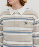 STRIPE COLLAR LONG SLEEVE IN BEIGE image 4