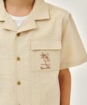 KIDS SEERSUCKER HALF SHIRT IN LIGHT BEIGE image 4