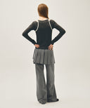 W LAYERED PLEATS SKIRT PANTS IN GRAY image 4