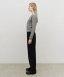 W COTTON CURVED LINE PANTS IN BLACK image 4