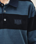 WASHED DENIM COLLAR LONG SLEEVE TEE IN BLUE image 4