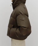 W REGULAR LOGO HOODED CROP DOWN JACKET IN BROWN image 4