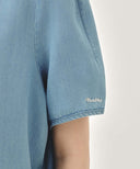 W SAILOR COLLAR SHORT SLEEVE CHAMBRAY SHIRT IN LIGHT BLUE image 4