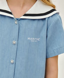 KIDS W SAILOR MARINE DRESS IN LIGHT BLUE image 4
