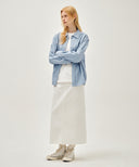 W DENIM MAXI SKIRT IN OFF WHITE image 7