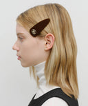 CIRCLE LOGO VELVET HAIR PIN IN BURGUNDY image 4