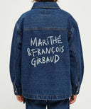 KIDS LETTERING LOGO DENIM JACKET IN BLUE