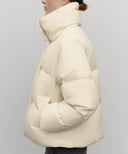 W WIDE COLLAR DOWN JACKET IN CREAM image 4