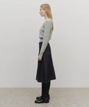 W A-LINE DENIM MIDI SKIRT IN DARK BLUE image 6