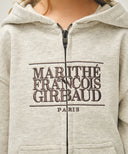 KIDS CLASSIC LOGO EMBROIDERY HOODIE ZIP-UP IN OATMEAL image 4