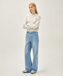 W WIDE FIT VINTAGE WASHED DENIM PANTS IN LIGHT BLUE image 4