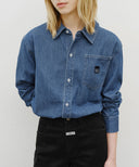 LOGO DENIM SHIRT IN BLUE image 4