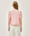 W SMALL CLASSIC LOGO HALF KNIT CARDIGAN SET UP IN LIGHT PINK image 4