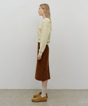 W CLASSIC CORDUROY MIDI SKIRT IN BROWN image 4