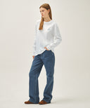 W HIGH STRAIGHT STRIPE DENIM PANTS IN BLUE image 4