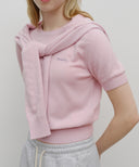 W HALF KNIT ROUND NECK CARDIGAN SET UP IN PINK image 4