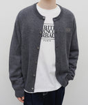 BASIC ROUND NECK CARDIGAN IN CHARCOAL GREY image 4
