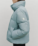 W WIDE COLLAR DOWN JACKET IN ASH BLUE image 4