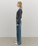 W WIDE DENIM PANTS IN BLUE image 5