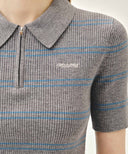 W STRIPE HALF ZIP UP SLIM KNIT IN MELANGE GRAY image 4