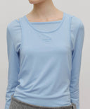 W LAYERED SHEER JERSEY LONG SLEEVE IN SKY BLUE