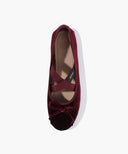 W CROSS BANDING VELVET FLAT SHOES IN BURGUNDY image 4