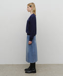 W A-LINE DENIM MIDI SKIRT IN LIGHT BLUE image 4