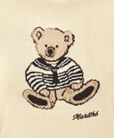 W DOODLE BEAR HALF KNIT PULLOVER IN IVORY image 4