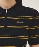 W STRIPE HALF ZIP UP SLIM KNIT IN NAVY image 4
