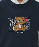 KIDS BEAR CLASSIC LOGO KNIT VEST IN NAVY image 4
