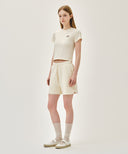 W LACE DETAIL SWEAT SHORTS IN IVORY image 4