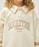 KIDS STRIPE POINT COLLAR SWEATSHIRT IN IVORY image 4
