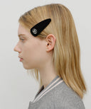 CIRCLE LOGO VELVET HAIR PIN IN BLACK image 4