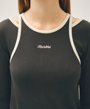 W SLEEVELESS LAYERED LONG SLEEVE TEE IN CHARCOAL GREY image 4