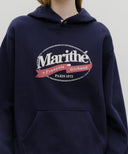 VINTAGE STAMP GRAPHIC HOODIE (BRUSHED) IN NAVY image 4