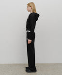 W EMBROIDERY CLASSIC LOGO SWEAT PANTS IN BLACK