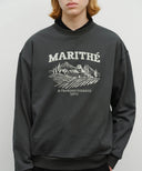 WINERY APPLIQUE LOGO OVER FIT SWEATSHIRT IN CHARCOAL GREY image 4