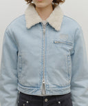 W CROP SHEARLING DENIM JACKET IN LIGHT BLUE image 4